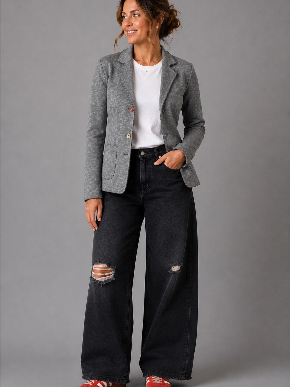 Tensione In Blazer Jacket Gray Small
